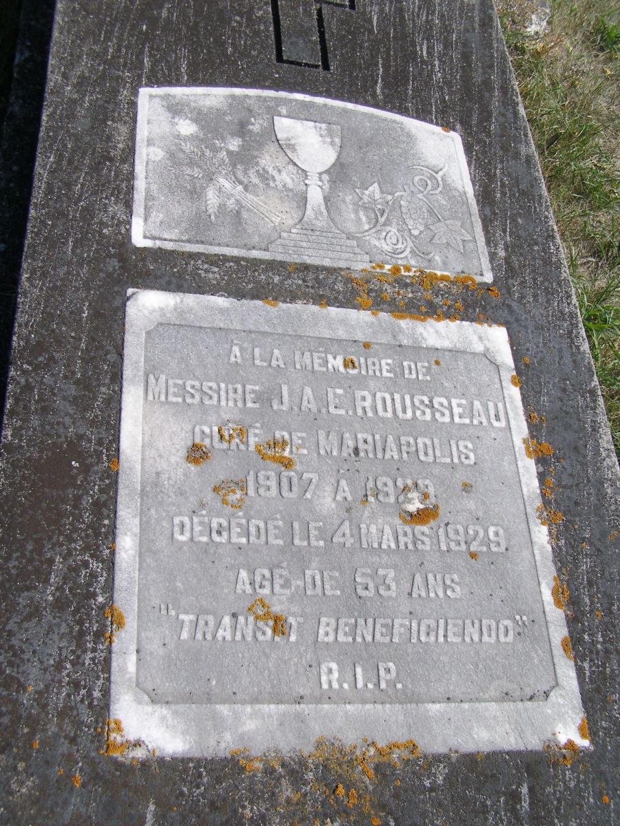 Cemetery Headstone for Curé J. Albert E.  Rousseau